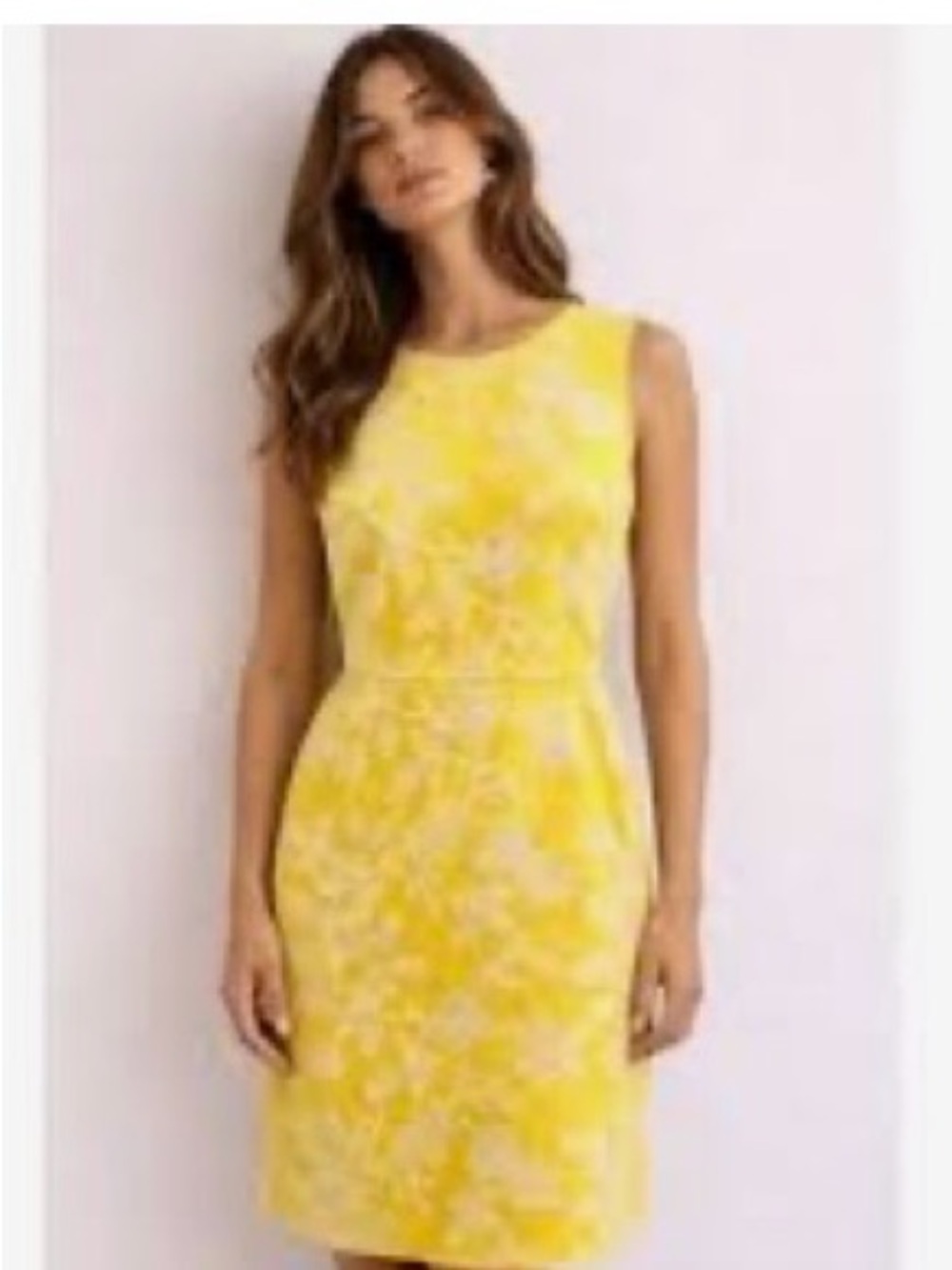 NWT Brooks Brothers Sleeveless Yellow&White Floral Jacquard Print Dress Size 8